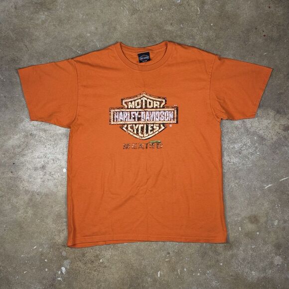 Harley-Davidson Cancun Mexico T-Shirt Orange Unisex Size Large Vintage 90s/2000s - Picture 2 of 9